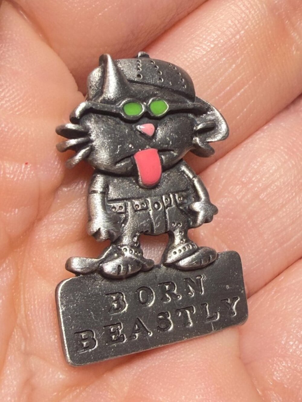 Beastly Cat Pin Vintage J Benton Born Funny Tack Pin - Picture 5 of 7